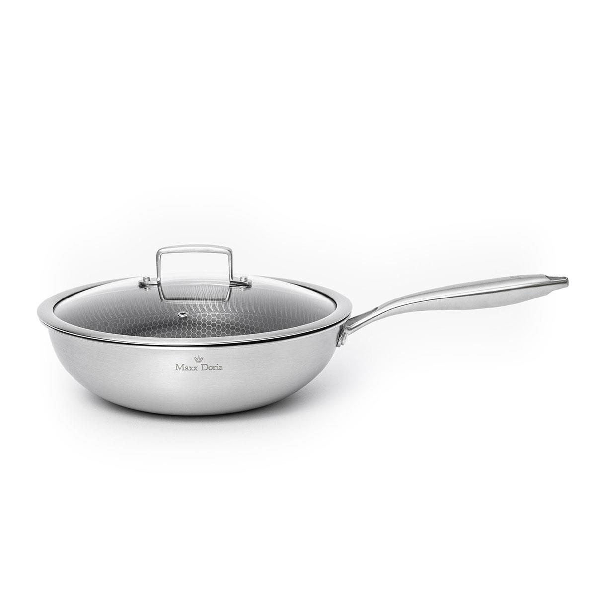 Steel Fusion 28 cm Kapaklı Wok Tava - Çelik Gövde Lüks Mutfak Şaheseri