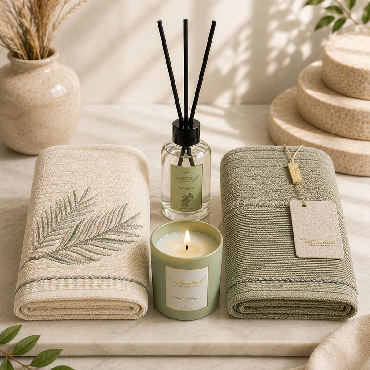 Sweet Dreams Selection Oda Kokulu ve Mumlu 2li Havlu Seti - Botanic