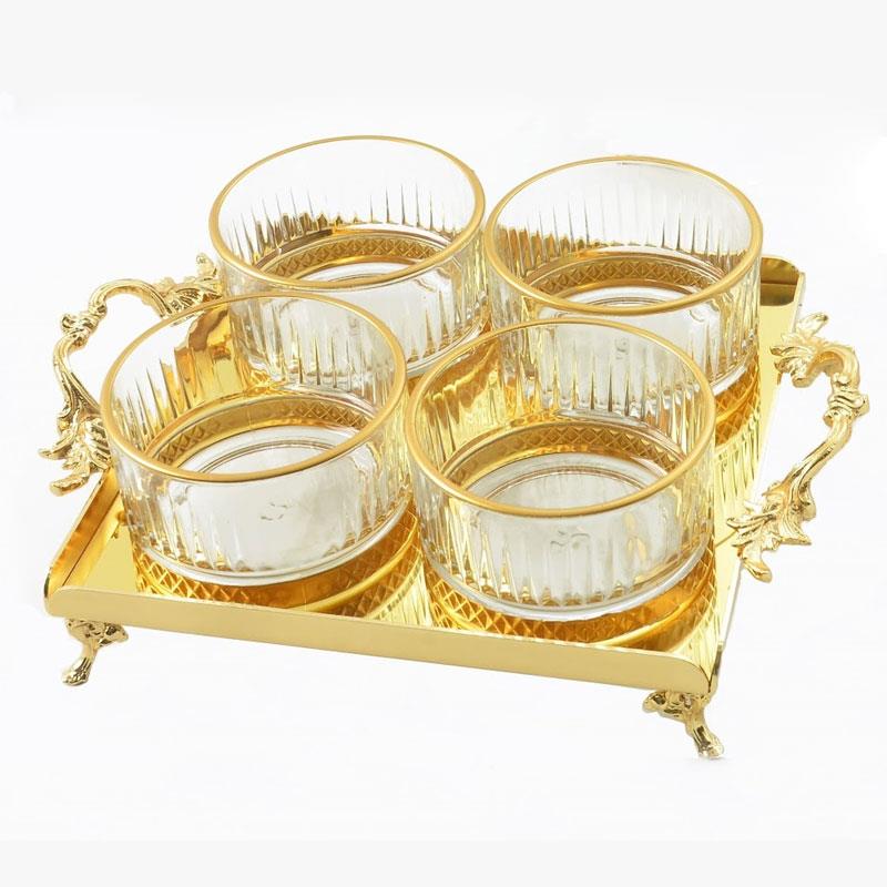 Tepsili 4'lü Çerezlik Altın - Çamlıca Home