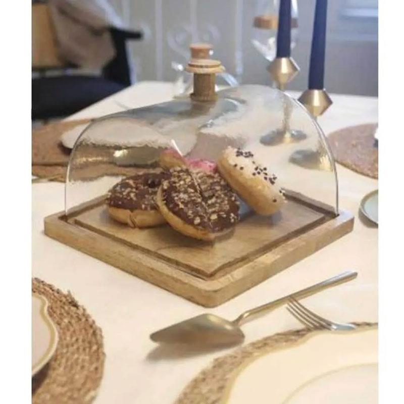 The Mia Madera Dikdörtgen Kek Saklama Fanusu 18x24x24 cm