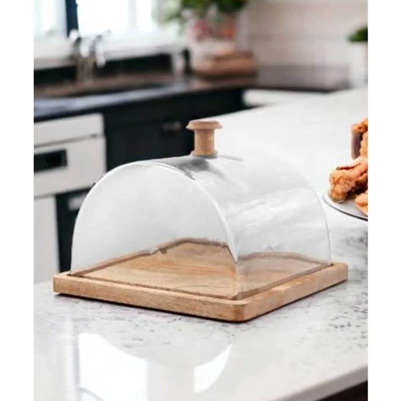 The Mia Madera Dikdörtgen Kek Saklama Fanusu 18x24x24 cm