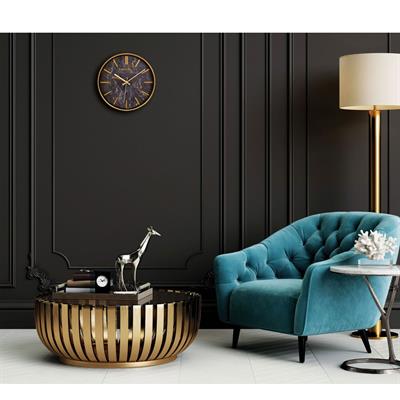 0250 GB2 İnce Çerçeve Oniks Mermer Desen Duvar Saati