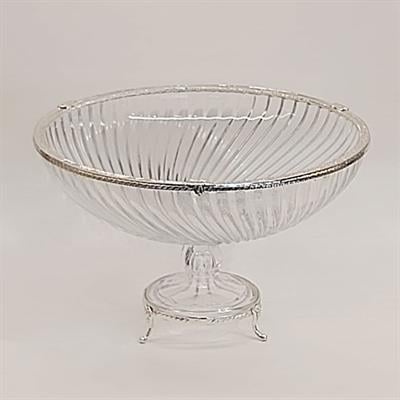 30 cm Cam Ayaklı Salata Kasesi Gümüş - Çamlıca Home