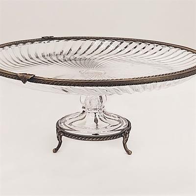 Emayra Cam Ayaklı Antik Detaylı Pasta Tabağı - 32 cm