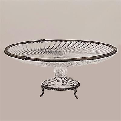 32 cm Cam Ayaklı Pasta Sunum Tabağı Antik - Çamlıca Home