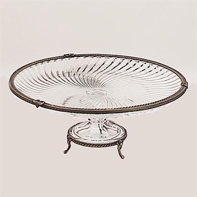 Emayra Cam Ayaklı Antik Detaylı Pasta Tabağı - 32 cm