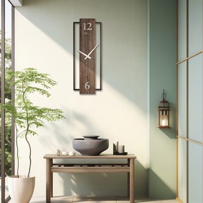 Ultima Dikey Ahşap Duvar Saati | Sessiz Mekanizma