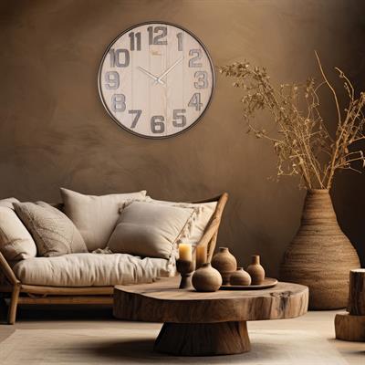 Regal 3646 ES Büyük Boy Metal - Ahşap Duvar Saati 62 cm