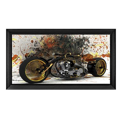 Altın Detaylı Chopper Motosiklet Dokulu Tablo