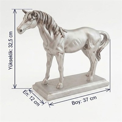 At Biblosu Kaideli 37 cm Dekoratif Obje Gümüş