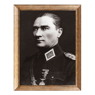Atatürk Askeri Üniformalı Altın Çerçeveli Tablo