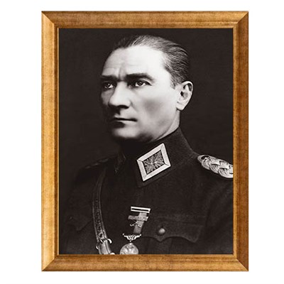 Atatürk Askeri Üniformalı Altın Çerçeveli Tablo