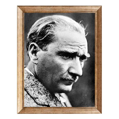 Atatürk Derin Bakışlı Profil Altın Çerçeveli Tablo