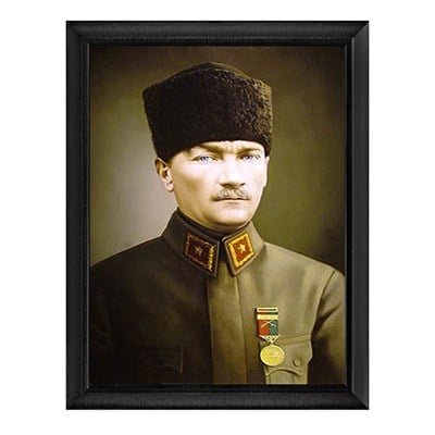 Atatürk Kalpaklı Mavi Gözlü Madalyalı Tablo