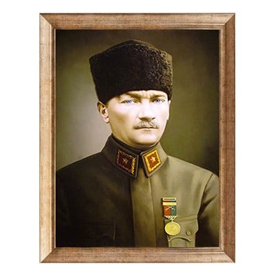 Atatürk Kalpaklı Mavi Gözlü Madalyalı Tablo