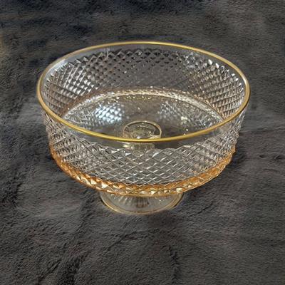 Baklava Amber Cam Ayaklı Kase 25 cm