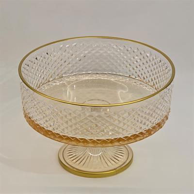 Baklava Amber Cam Ayaklı Kase 25 cm