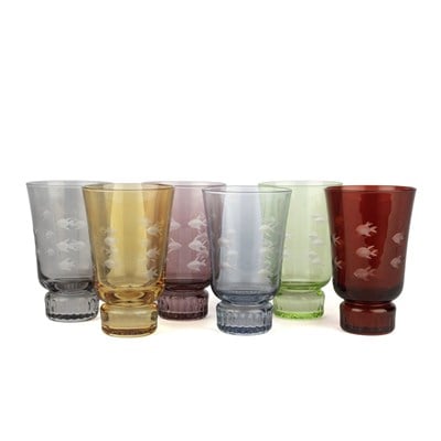Çamlıca Home Balık Desenli Renkli Kahve Yanı Su Bardağı 140 ml