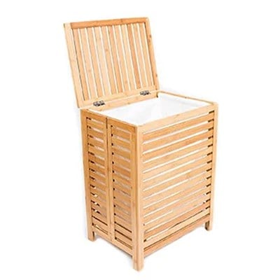 Bambu Katlanır Kapaklı Çamaşır Sepeti 45x40x60 cm - İyi Geceler İstanbul