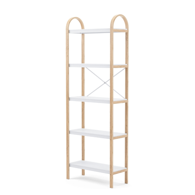 Bellwood 5 Katlı Raf Elbise Askılığı Beyaz/Doğal 170x61 cm