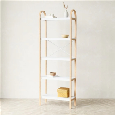 Bellwood 5 Katlı Raf Elbise Askılığı Beyaz/Doğal 170x61 cm