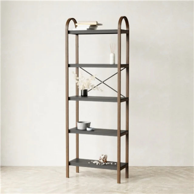 Bellwood 5 Katlı Raf Elbise Askılığı Siyah/Ceviz Renk 170x61 cm