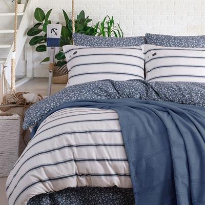 Blue Marine Çift Kişilik Nevresimli Pike Takımı Breezy İndigo