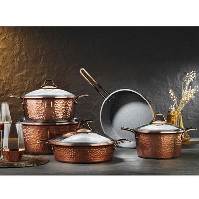 Brioni Copper 9 Parça Tencere Seti Bakır