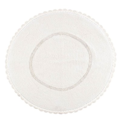 Cathy Ekru Yuvarlak Banyo Paspası 120x120 Pamuklu ve Dantelli