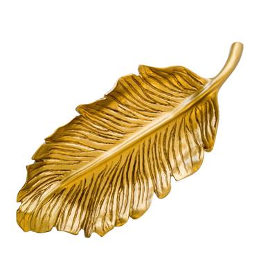 Dekoratif 42 cm Yaprak Tabak Altın 