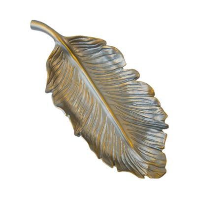 Dekoratif 42 cm Yaprak Tabak Füme Altın