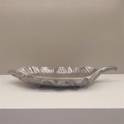 Dekoratif 42 cm Yaprak Tabak Siyah Gümüş