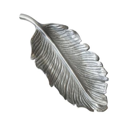 Dekoratif 42 cm Yaprak Tabak Siyah Gümüş