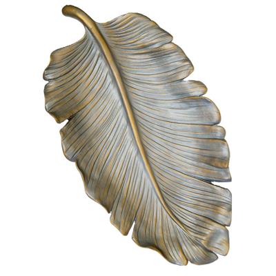 Dekoratif 55 cm Yaprak Tabak Füme Altın