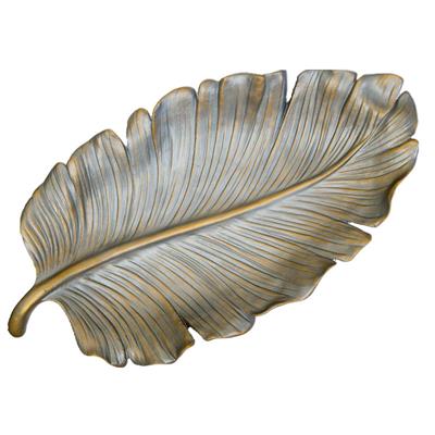 Dekoratif 55 cm Yaprak Tabak Füme Altın