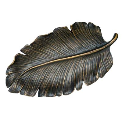 Dekoratif 55 cm Yaprak Tabak Siyah Altın
