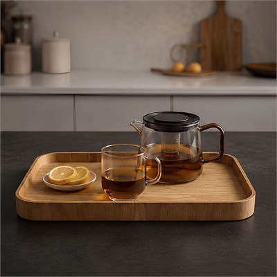 Dekoratif Ahşap Tepsi - İskandinav Stil Sehpa Tepsisi Large 40x24 cm