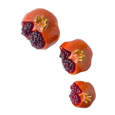 Dekoratif Patlak Nar 3lü Set Turuncu