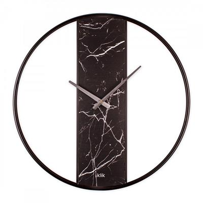 Demre Siyah Mermer Desen Metal Duvar Saati
