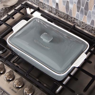 Dikdörtgen Kapaklı Fırın Kabı Gri 38x23x8,5 cm