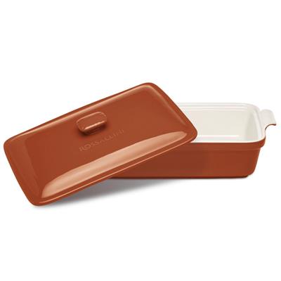Dikdörtgen Kapaklı Fırın Kabı Kiremit 38x23x8,5 cm