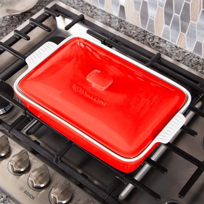 Dikdörtgen Kapaklı Fırın Kabı Kırmızı 38x23x8,5 cm