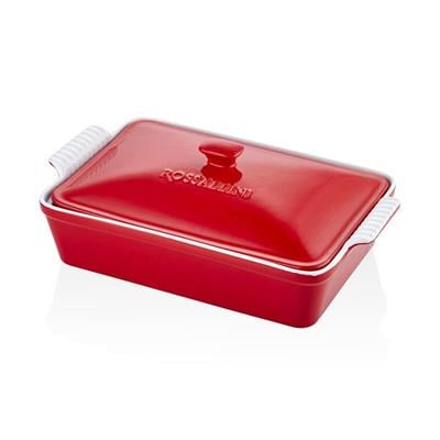 Dikdörtgen Kapaklı Fırın Kabı Kırmızı 38x23x8,5 cm