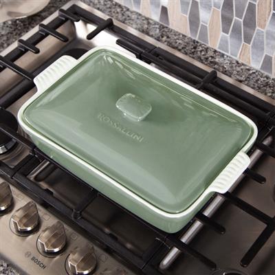 Dikdörtgen Kapaklı Fırın Kabı Yeşil 38x23x8,5 cm