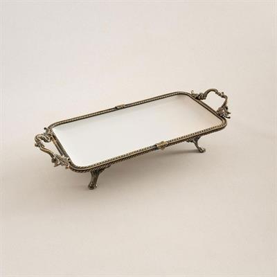 Emayra Dikdörtgen Kulplu Porselen Sunum Tabağı 30x14 cm