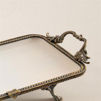 Emayra Dikdörtgen Kulplu Porselen Sunum Tabağı 30x14 cm