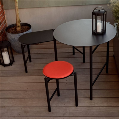 Disk Tabure Siyah Çelik 45 cm - Çap 33 cm