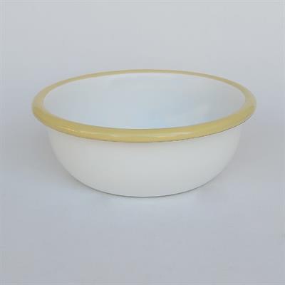 Emayra Emaye Kase 12 cm | Beyaz Kordon Sarı