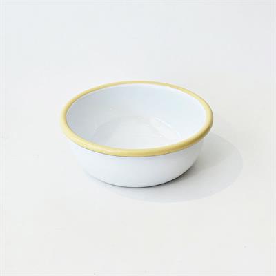 Emayra Emaye Kase 12 cm | Beyaz Kordon Sarı