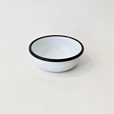 Emayra Emaye Kase 12 cm | Beyaz Kordon Siyah